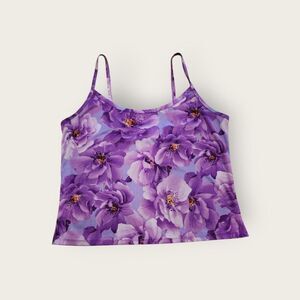 Vintage Y2k Personal Identity purple digital floral print cropped camisole